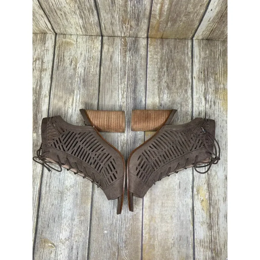 Sam Edelman Rocco Boho Hippie Vegan Leather Lace Up Block Heels‎ Womens Sz 6.5